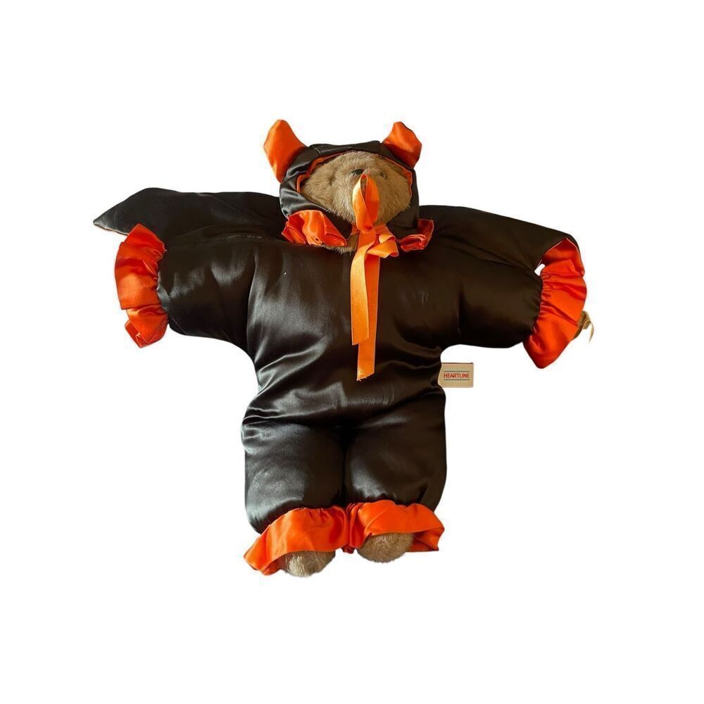 Heartline Black Tan Orange Halloween Vampire Bat Bear Plush Stuffed Animal Toy